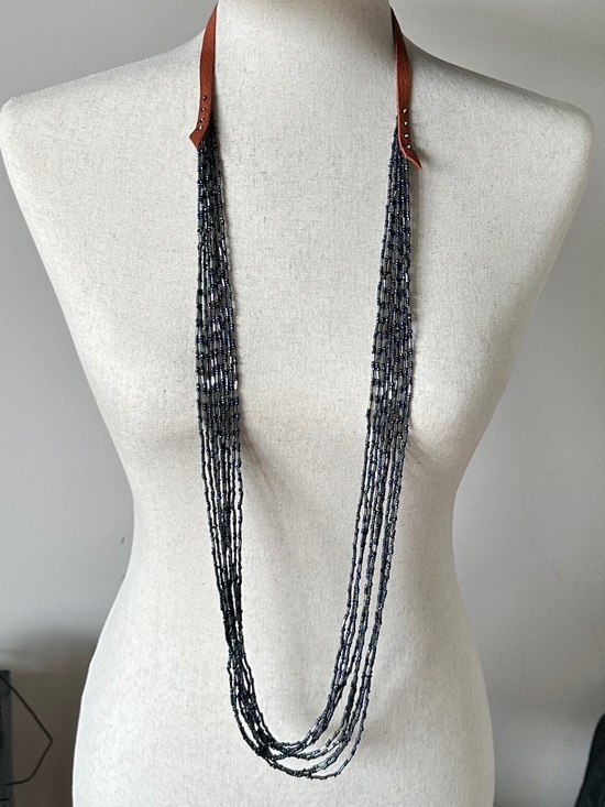 Peyote Bird Jewelry - NWT Peyote Bird Free Spirit Multi-Strand Liquid Silver & Peacock Suede Necklace
